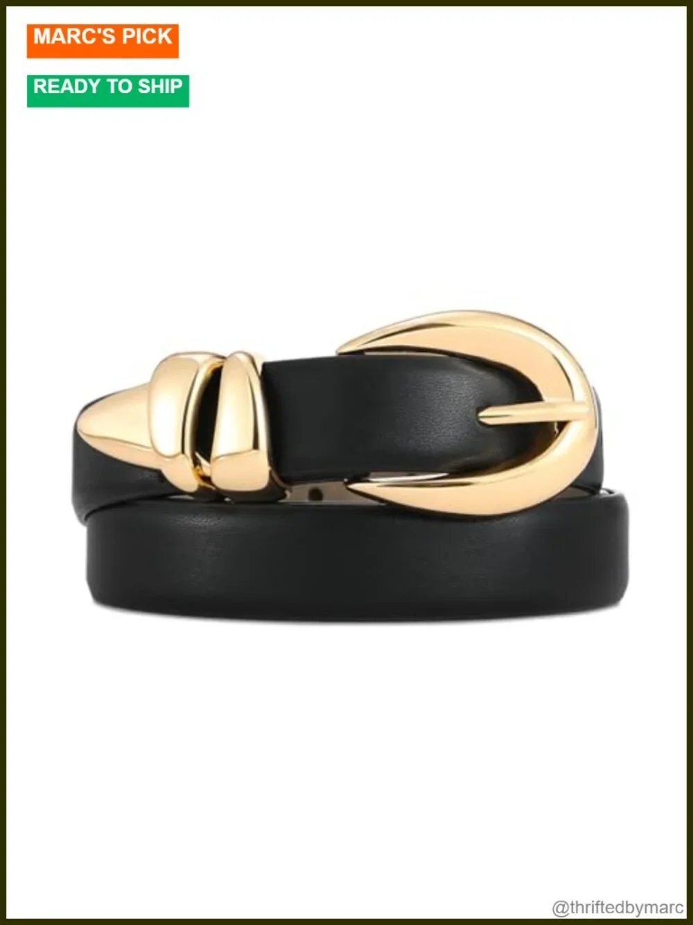 Stylish Faux Leather Belt with Gold Buckle